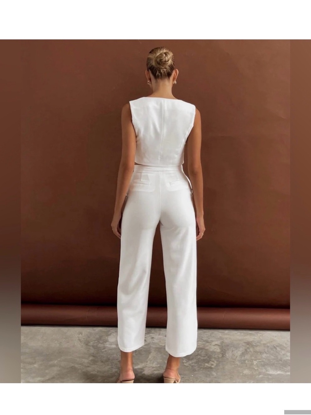 Commense White High-Waist Wide-Leg Wrap Pants - Picture 2 of 2